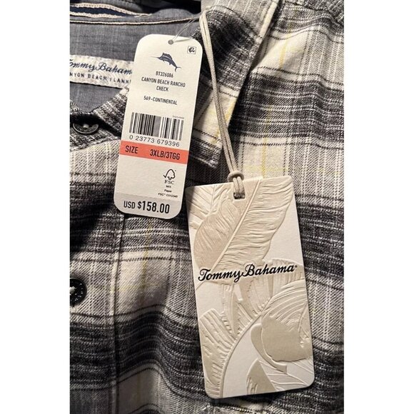 Tommy Bahama Big & Tall 3XB Canyon Beach Rancho Check Flannel Shirt Continental - Picture 7 of 7